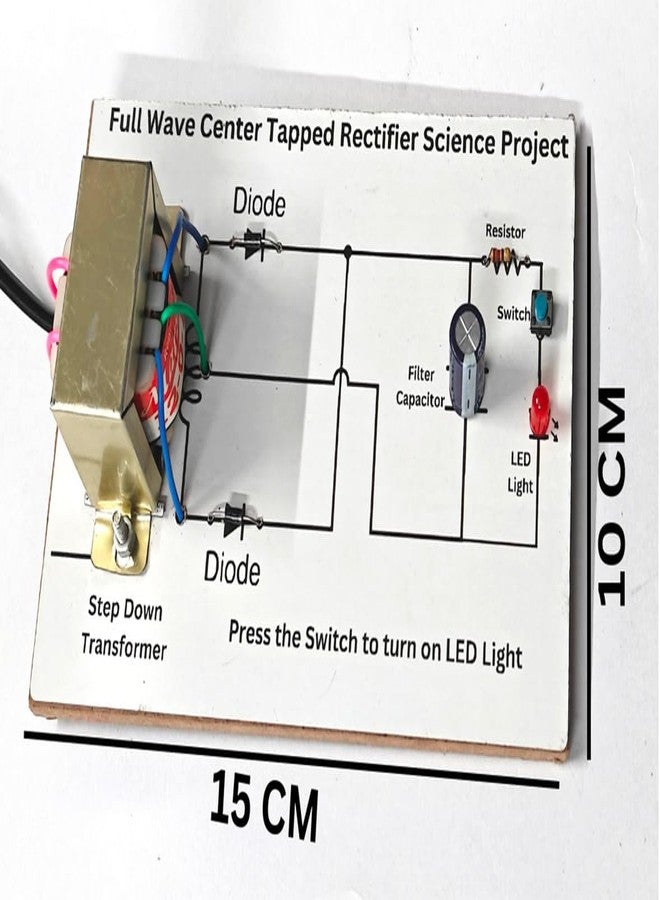 ESPtronics مجموعة أدوات تجريبية لمشروع علمي استقصائي من ESPTRONICS، تتضمن نموذجًا عمليًا لمقوم الموجة الكاملة ذي نقطة مركزية، مناسبة لطلاب الصف الثاني عشر، مع مكثف ترشيح وثنائي. - Image 2